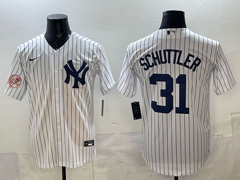 Men New York Yankees #31 Schuttler white stripe Game Nike MLB 2025 Jersey 002->new york yankees->MLB Jersey